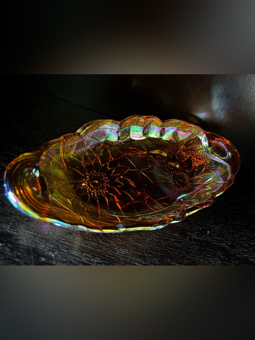 Iridescent Carnival Glass Decorative Bowl - Multicolor